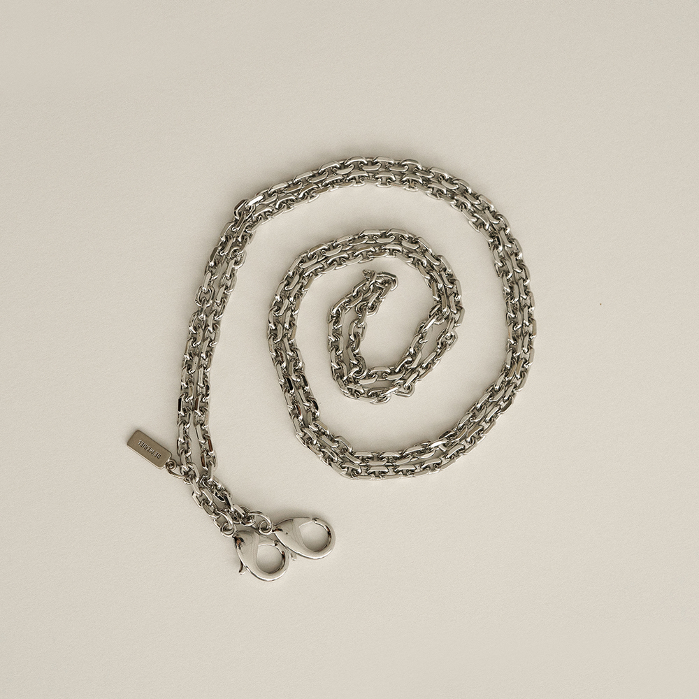 Flat Ring Long Chain Strap Silver 